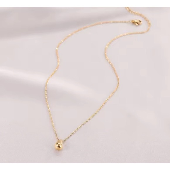 NEW Teardrop Pendant Necklace Gold Plated Sterling Silver Minimalist Jewelry - Picture 15 of 16